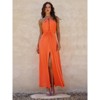 Clotth Women's Summer Chic Slim Sleeveless Backless Halter Slightly transparent High Split Hem Maxi Dress With Metallic Chain For Parties - 2 of 4