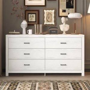 FUFU&GAGA 6 Drawer Woodgrain Dresser for Living Room Storage - 1 of 4