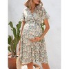 Clearlove Women's V Neck Short Sleeve Wrap Waist Tie Nursing Maternity Floral Dress - 3 of 4