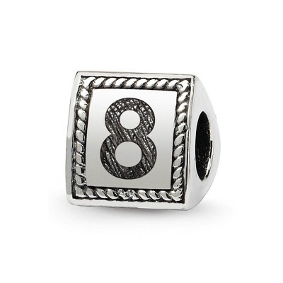Black Bow Jewelry Triangle Block, Number 8 Sterling Silver Bead Charm