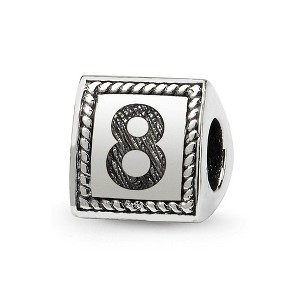 Black Bow Jewelry Triangle Block, Number 8 Sterling Silver Bead Charm - 1 of 3