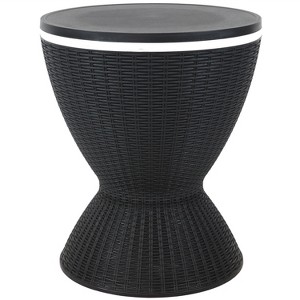 Sunnydaze Rattan Design Patio Bar Cooler Table with Height-Adjustable Tabletop - Phantom Gray - 1 of 4