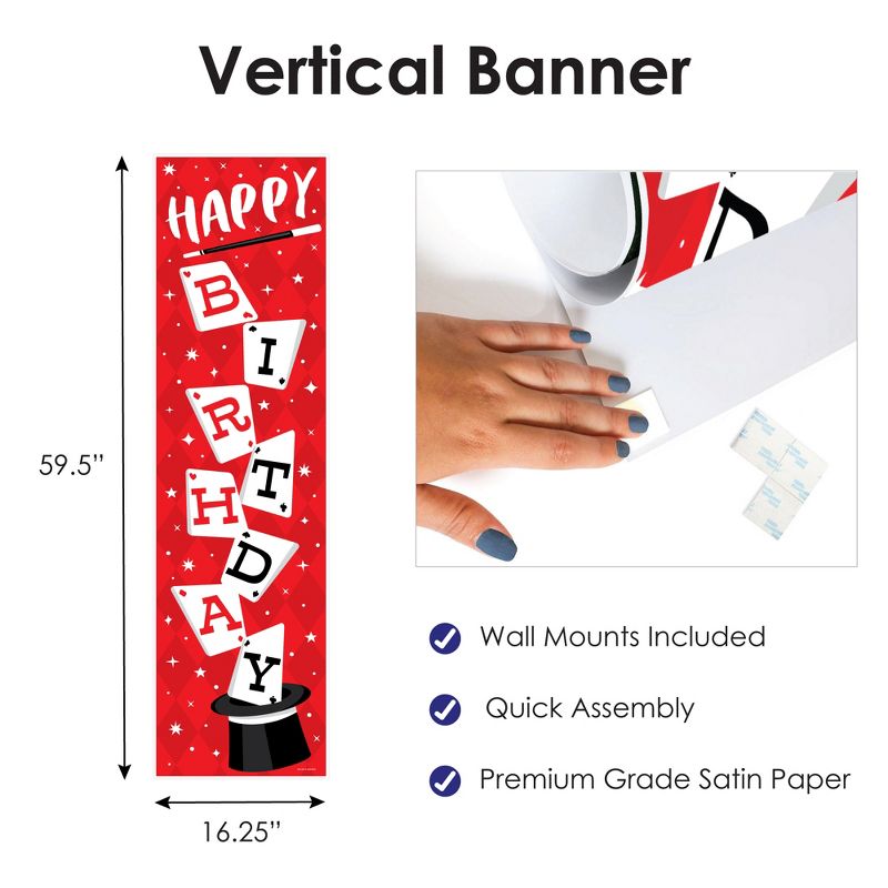 Big Dot of Happiness Ta-Da, Magic Show - Magical Birthday Party Front Door Decoration - Vertical Banner, 3 of 8