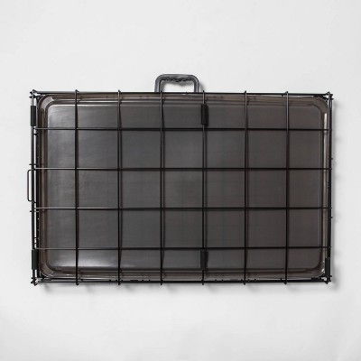Large Black Steel Collapsible Dog Crate with Plastic Tray