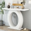 Modern Console Table with Egg-Shaped Base,Accent Table with Reinforced Bottom Plate,Wooden End Table for Living Room-Cuddlewood - 2 of 4