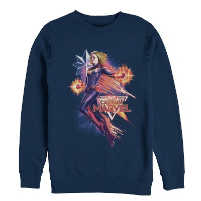 Men's Marvel Captain Marvel Retro Video Game Star Sweatshirt - Navy ...