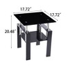 DOMETOUR Tempered Black Glass Sofa Table, 2-Layers End Table with Storage, Living Room Side Table - 4 of 4