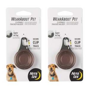 Nite Ize WearAbout Pet Clippable Tracker Holder - Compatible with Apple AirTag - Pet Tracker Keychain & Carabiner Clip - Lightweight - Smoke (2 Pack) - 1 of 4