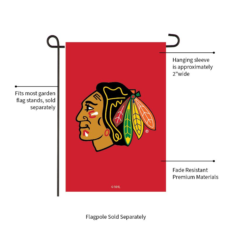 Evergreen Chicago Blackhawks Garden Applique Flag- 12.5 x 18 Inches Outdoor Sports Decor for Homes and Gardens, 3 of 8