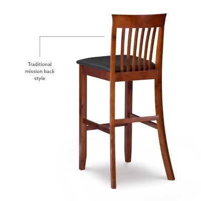 Classic Dark Cherry & Black Faux Leather 31" Craftsman Barstool