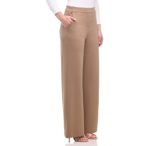 Rekkuna Women's High-Rise Pull-On Palazzo Pants – Stretchy Wide Leg Pants with Front Slant Pockets and Flat Waistband - 1 of 3