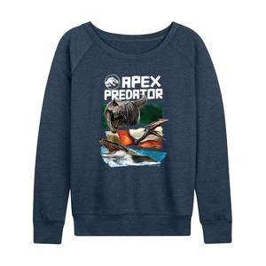 Women's - Jurassic World: Rebirth - Apex Predator Lightweight French Terry Wide Neck Long Sleeve Shirt - 1 of 4