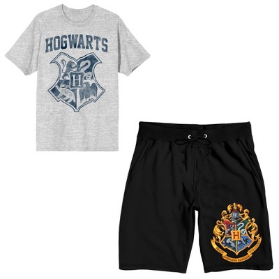 Harry Potter Hogwarts Crest Men's Short Sleeve Shirt & Sleep Shorts Set