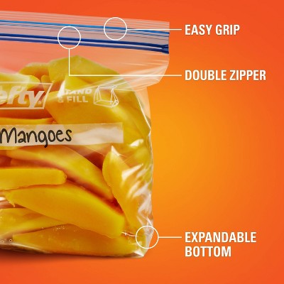 Hefty Quart Freezer Press to Close Food Storage Bags - 38ct