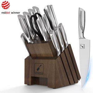 imarku 16Pcs Kitchen Knife Set with Sharpening, High Carbon Stainless Steel Knives Set for Kitchen with Ergonomic Non-Slip Handle, Dishwasher Safe - 1 of 4