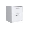 NicBex Nightstand with 2 Drawers,Bedside Table with Wood Frame and Metal Handles,Modern Side Table for Bedroom,Living Room,White/Black/Brown - 2 of 4