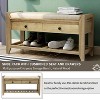 Shoe Rack with Cushioned Seat and Drawers, Multipurpose Entryway Storage Bench (Old Pine) - 2 of 4