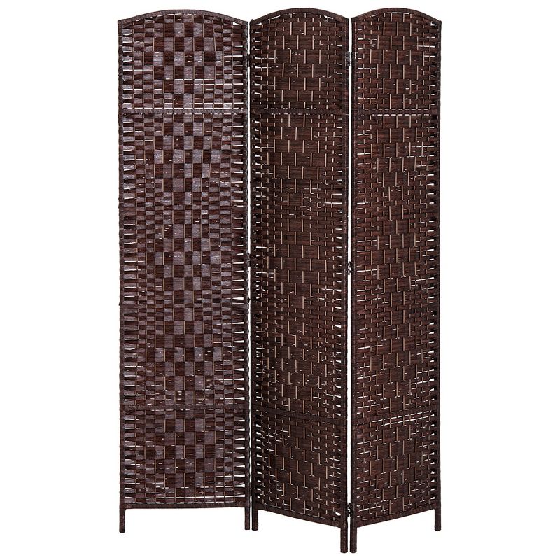 HOMCOM 6' Tall Wicker Weave 3 Panel Room Divider Privacy Screen, 4 of 7