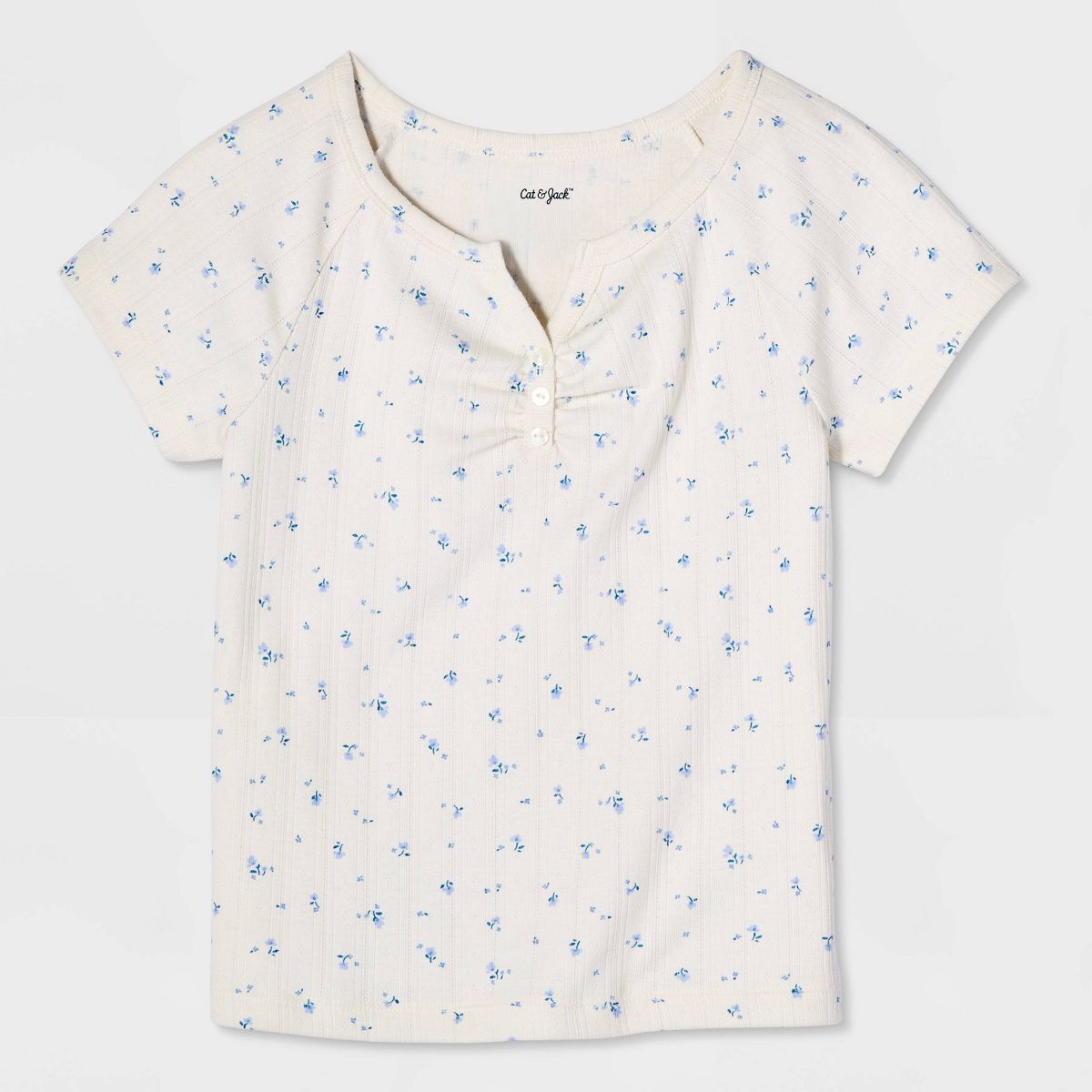 Girls' Short Sleeve Floral Printed Pointelle T-Shirt - Cat & Jack™ - thumbnail 2