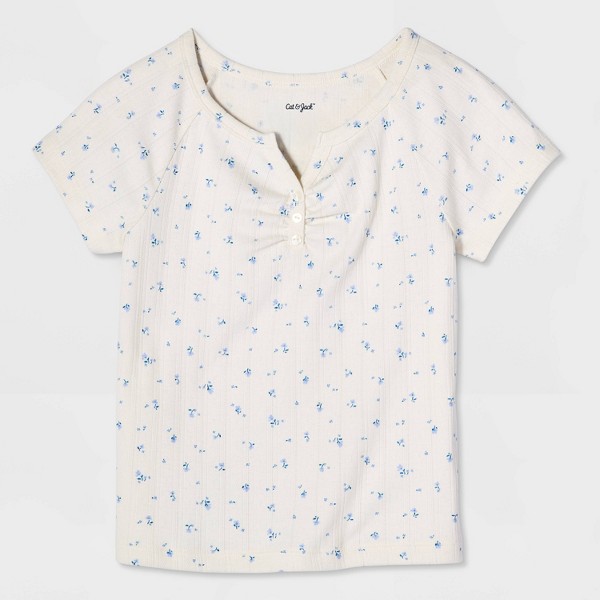 Playera de manga corta para niña, estampado floral, punto calado - Cat & Jack™ 2
