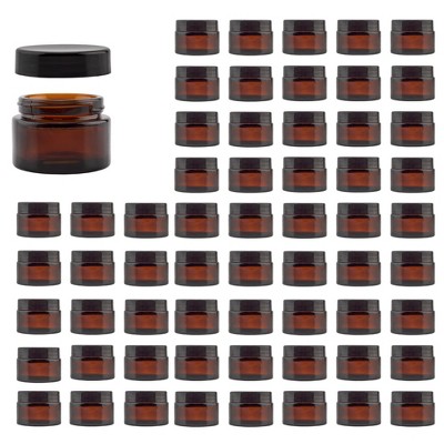 Cornucopia Brands 1oz Amber Glass Jars; 30ml Straight Sided Containers for Cosmetics, Lotions, Body Scrubs & Balms