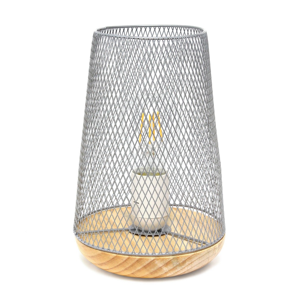 Photos - Floodlight / Street Light Wired Mesh Uplight Table Lamp Gray - Simple Designs