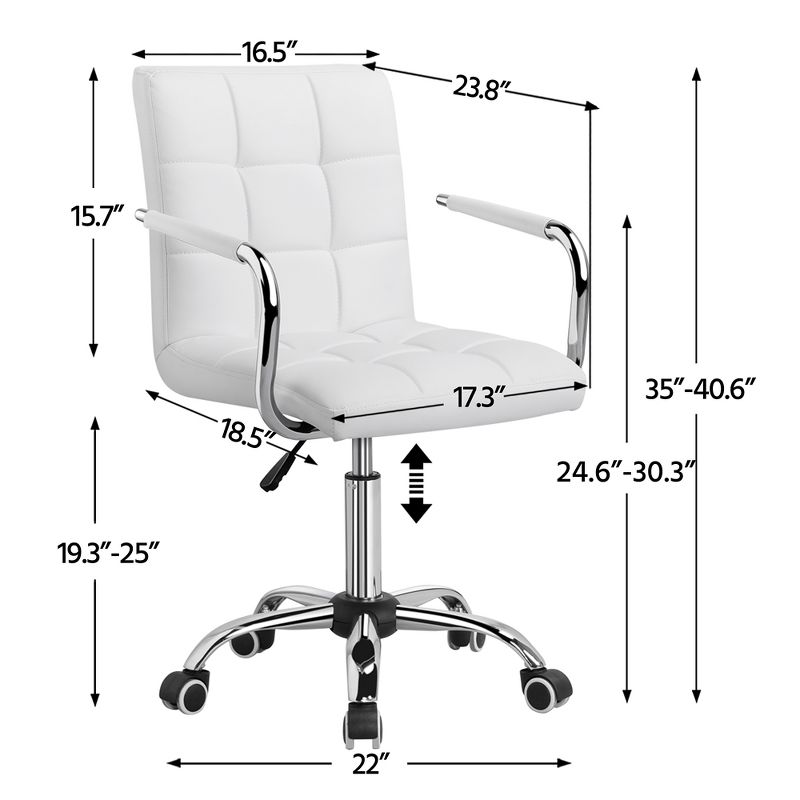 Yaheetech Modern Office Chair Height Adjustable Swivel Chair Mid Back PU Leather Chair, 4 of 10