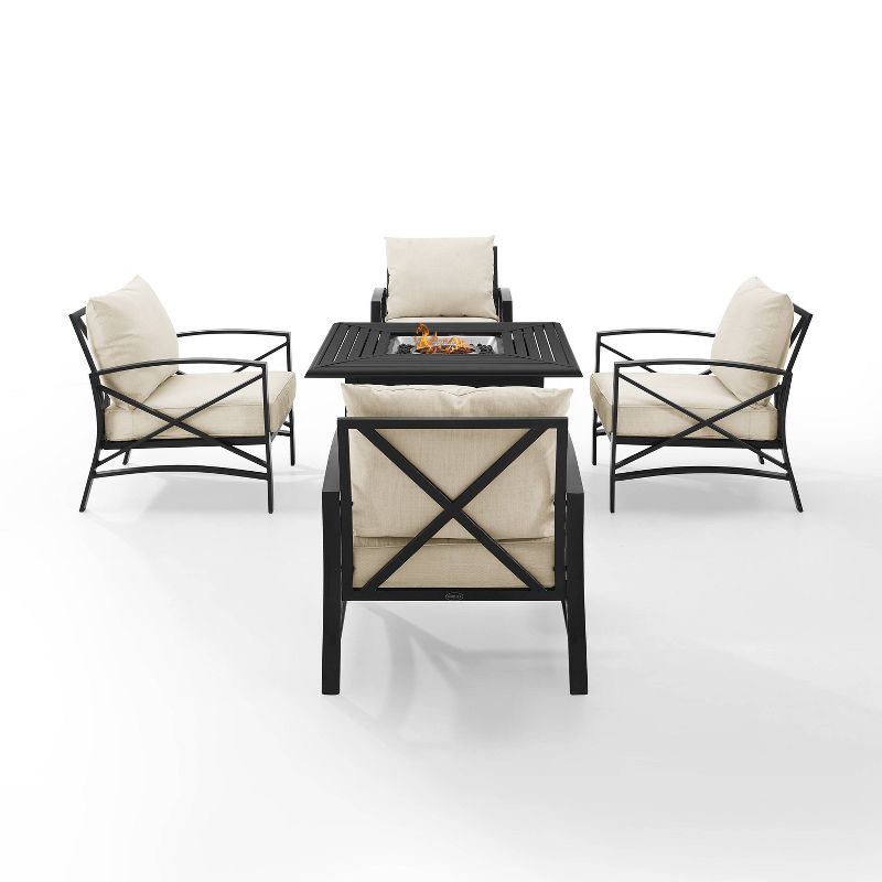 Crosley 5pc Kaplan Outdoor Patio Conversation Set with Dante Fire Table & 4 Arm Chairs, 3 of 16
