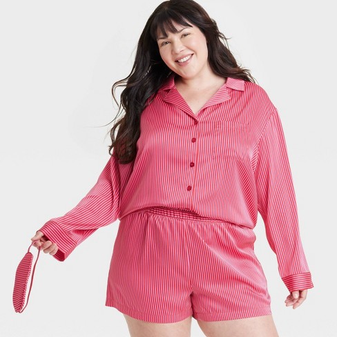 Women's 3pc Satin Long Sleeve Top and Shorts Pajama Set with Eye Mask - Auden™ - image 1 of 3