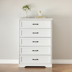 Whizmax 5 Drawers Dresser for Bedroom,Chest of Drawers,Storage Dresser for Bedroom,Living Room,Kids Room(White) - 1 of 4