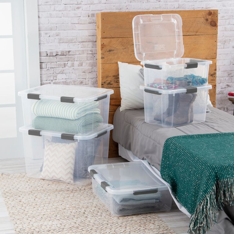 Sterilite 60qt Hinged Lid Latch Box: Plastic Storage Tote, Portable & Stackable, Built-In Handles, Universal Use, 4 of 11