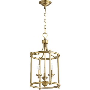 Quorum Lighting Rossington 3-Light Entry Pendant, Aged Brass, 12W x 21.5H, Dry Rated - 1 of 1