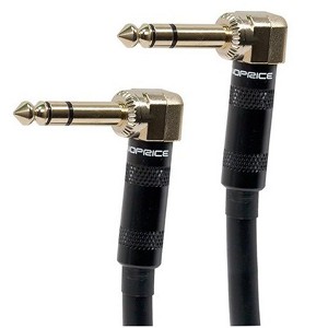 Monoprice Pro Audio Cable - 3 Feet- Black | 1/4 Inch (TRS) Right Angle Male to Right Angle Male 16AWG Cable Cord (Gold Plated) - Premier Series - 1 of 4