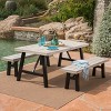 GDFStudio Valverde Outdoor Acacia Wood 3 Piece Picnic Set, Light Gray Wash - 2 of 4