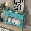 GlasFlength Console Tables Rustic Entryway Table with Two Drawers and Open Shelf Elegant Design for Living Room Hallway, Green, 38.2"*13"*31.9" - 2 of 4