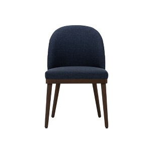 Set of 2 Large Upholstered Dining Chairs with High Back and Wood Legs, Deep Seat Fabric Kitchen Side Chairs for Dining Room - 1 of 4