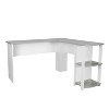 NicBex Home Office Desk L-Shape Morden Writing Desk with 2 Drawers, 2 Shelves, 1 Storage Cabinet, Wooden Desktop and Legs for Study and Work - 3 of 4