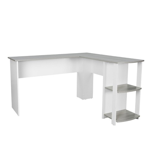 NicBex 53.5 Inch L Shaped Computer Home Office Desk with Side Shelves for Study Room,Bedroom and Office,Gray - image 1 of 4