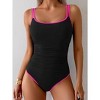 Eomenie One Piece Swimsuit for Women Tummy Control Ruched Bathing Suit Push Up Slimming Swim Suit Double Straps Swimwear - 2 of 2