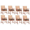 vidaXL - 8X Solid Acacia Wood Patio Dining Chairs with Cushions - Weather-Resistant Garden Seating - Taupe Polyester Cushions - 22" x 24.4" x 36.2" - 2 of 4