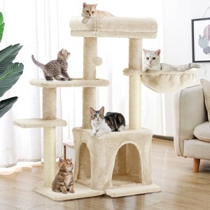 EROMMY Cat Tree, Multi-level Cat Tower for Indoor Cats,Beige - 1 of 4