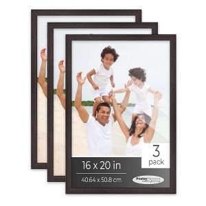 PosterPalooza | Pack of 3 Rustic Brown Picture Frames | Solid Wood | UV-Resistant Acrylic | Easy Gallery Wall - 1 of 4