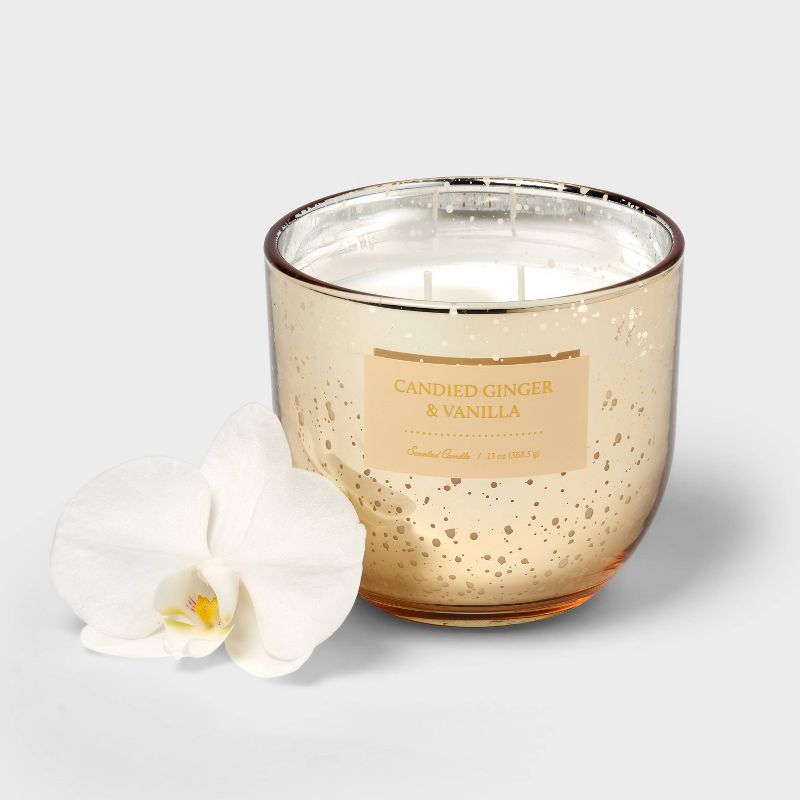 2-Wick 13oz Mercury Glass Candle Candied Ginger and Vanilla Tan - Threshold&#8482;, 1 of 5