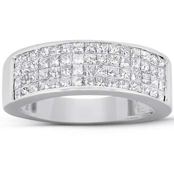 Pompeii3 2 Ct Diamond Princess Cut Mens Bling Wedding Anniversary Ring 10k White Gold