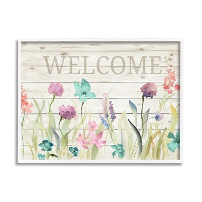 Stupell Welcome Sign Spring Wildflowers