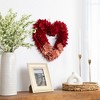 Northlight Wooden Rose Artificial Valentine's Day Floral Wreath - 14" - Red and Pink - 2 of 4