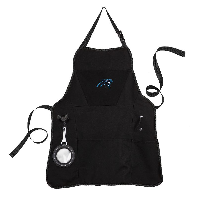 Evergreen Carolina Panthers Black Grill Apron- 26 x 30 Inches Durable Cotton with Tool Pockets and Beverage Holder, 2 of 3
