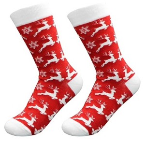 Festive Frolicking Reindeers Holiday Socks (Women's Sizes, Adult Medium) from the Sock Panda - Great for Christmas Time - 1 of 3