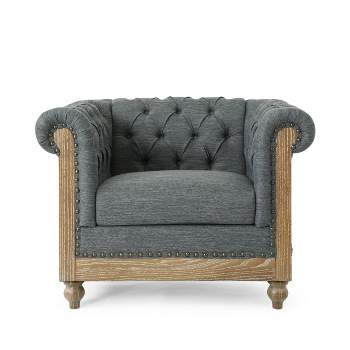 Voll Chesterfield Tufted Fabric Club Chair with Nailhead Trim - Christopher Knight Home