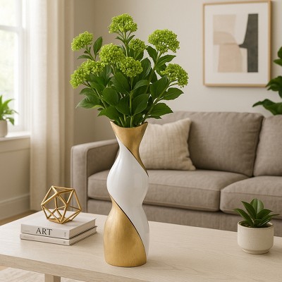 Decorative Ceramic Vase - Complements Living Room, Office, and Bedroom - Perfect Flower Vase for Table Accent and House Decor